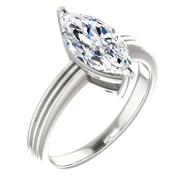 Anello Di Fidanzamento Con Genuino Diamante Solitario Marquise 2 Carati