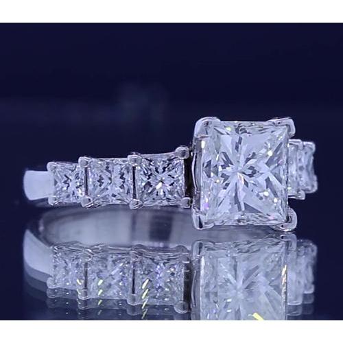 Anello Di Fidanzamento Con Genuino Diamante Taglio Principessa. Gioielli Da 3.50 Carati