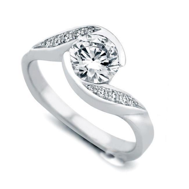 Anello Di Fidanzamento Con Genuino Diamante Taglio Rotondo. 2.60 Carati. Oro Bianco 14K