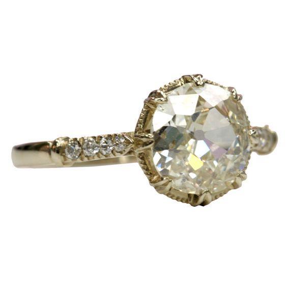 Anello Di Fidanzamento Con Genuino Diamante Taglio Vecchio Minatore Da 2.25 Carati Oro 14K