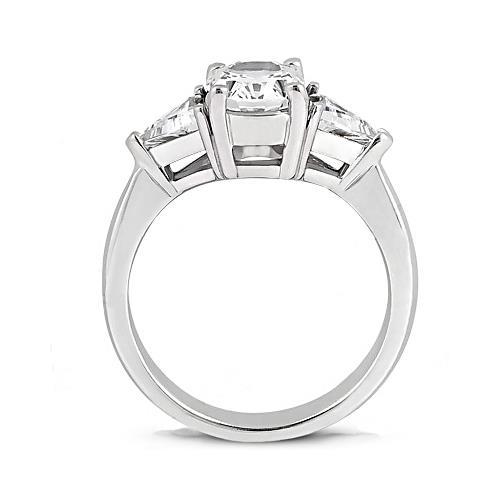 Anello Di Fidanzamento Con Gioielli In Tre Pietre Di Vero Diamanti Grandi Da 2,70 Carati E Oro Bianco 14K
