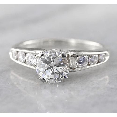Anello Di Fidanzamento Con Naturale Diamante Accentato 1.50 Carati In Oro Bianco 14K