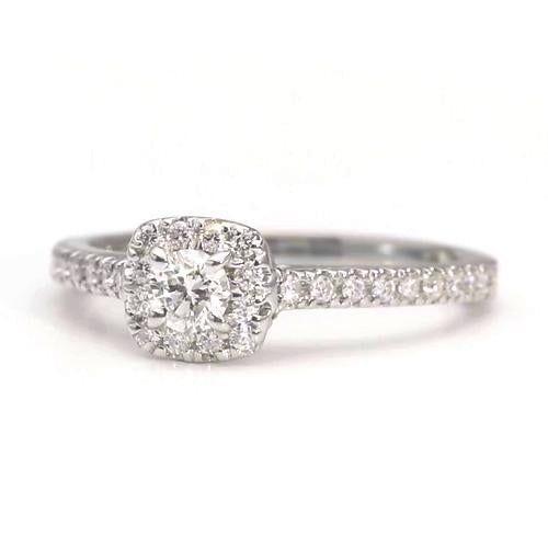 Anello Di Fidanzamento Con Naturale Diamante Halo 1.25 Carati Gioielli Da Donna In Oro Bianco