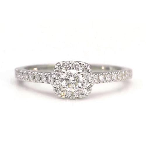 Anello Di Fidanzamento Con Naturale Diamante Halo 1.25 Carati Gioielli Da Donna In Oro Bianco