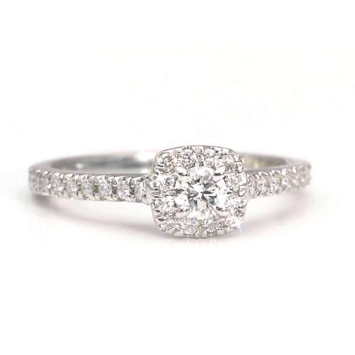 Anello Di Fidanzamento Con Naturale Diamante Halo 1.25 Carati Gioielli Da Donna In Oro Bianco