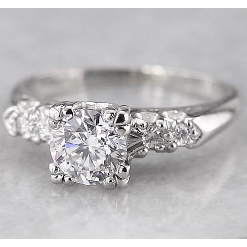 Anello Di Fidanzamento Con Naturale Diamante Rotondo 1.50 Carati In Oro Bianco 14K