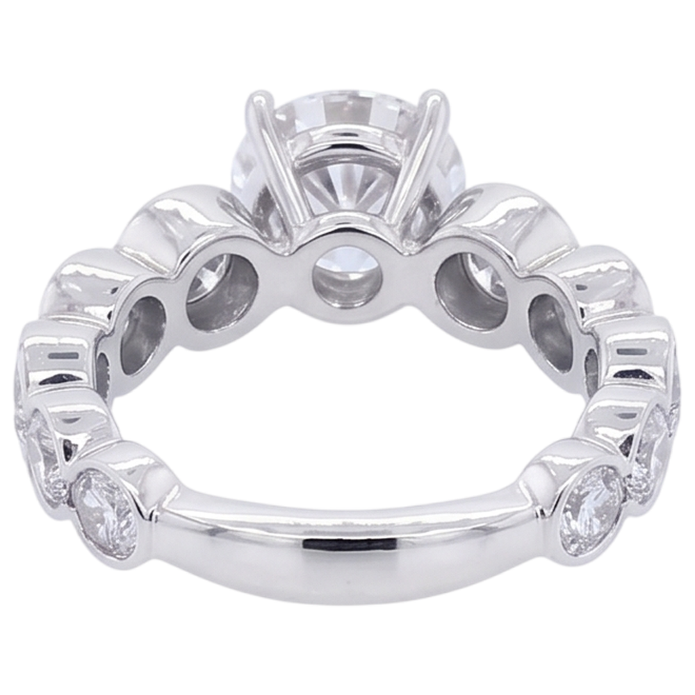 Anello Di Fidanzamento Con Naturale Diamante Rotondo 3.50 Carati In Oro Bianco A 6 Griffe 14K