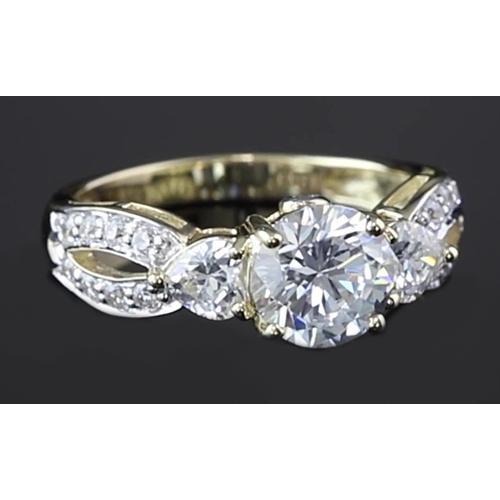 Anello Di Fidanzamento Con Naturale Diamante Rotondo Con Gambo Ritorto 3.25 Carati