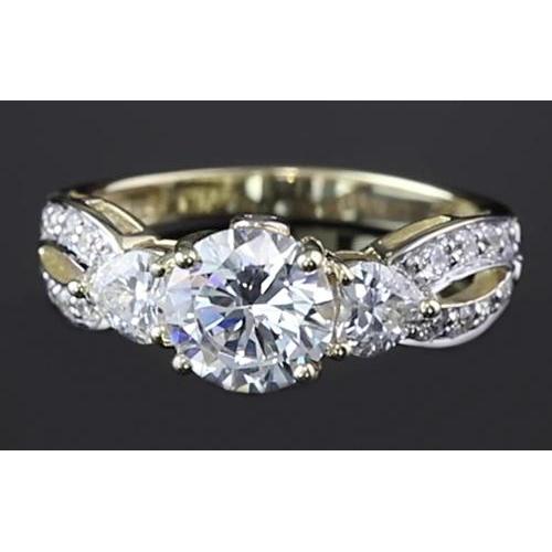Anello Di Fidanzamento Con Naturale Diamante Rotondo Con Gambo Ritorto 3.25 Carati