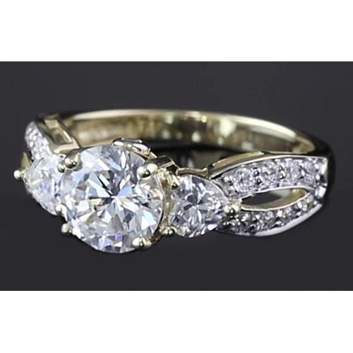 Anello Di Fidanzamento Con Naturale Diamante Rotondo Con Gambo Ritorto 3.25 Carati