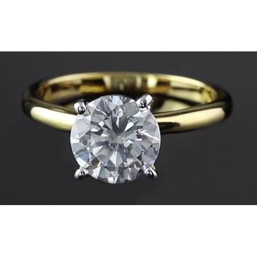 Anello Di Fidanzamento Con Naturale Diamante Rotondo Da 2 Carati In Oro Bicolore