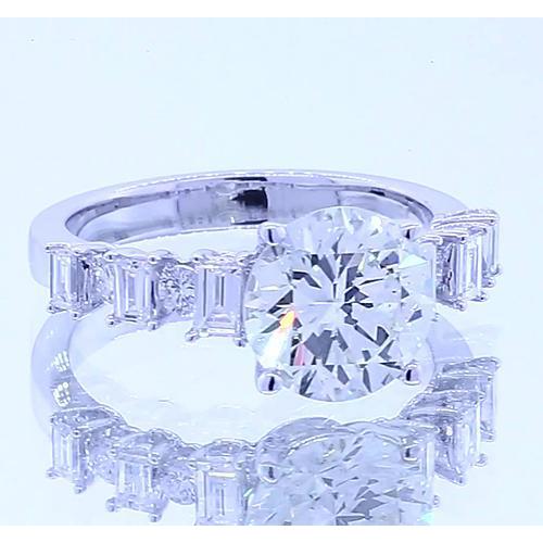 Anello Di Fidanzamento Con Naturale Diamante Rotondo Da 2.50 Carati. 4 Poli. Anello Di Fidanzamento