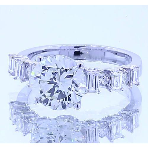 Anello Di Fidanzamento Con Naturale Diamante Rotondo Da 2.50 Carati. 4 Poli. Anello Di Fidanzamento