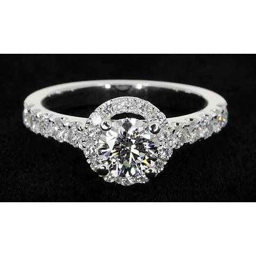 Anello Di Fidanzamento Con Naturale Diamante Rotondo Halo 2 Carati Gioielli Da Donna