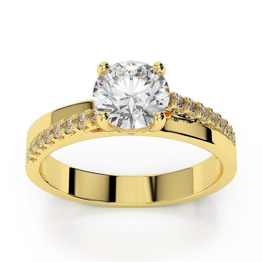 Anello Di Fidanzamento Con Naturale Diamante Scintillante Da 2.65 Carati In Oro Giallo 14K