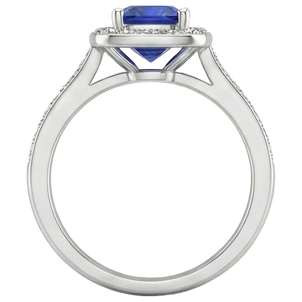 Anello Di Fidanzamento Con Taglio A Cuscino Con Zaffiro