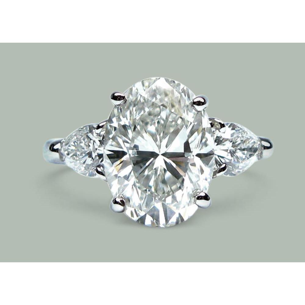 Anello Di Fidanzamento Con Tre Pietre Di Pera E Naturale Diamanti Ovali 9 Ct