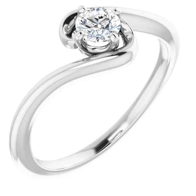 Anello Di Fidanzamento Con Vero Diamante A Forma Libera Da 1 Carato. Gioielli In Oro Bianco 14K