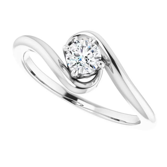Anello Di Fidanzamento Con Vero Diamante A Forma Libera Da 1 Carato. Gioielli In Oro Bianco 14K