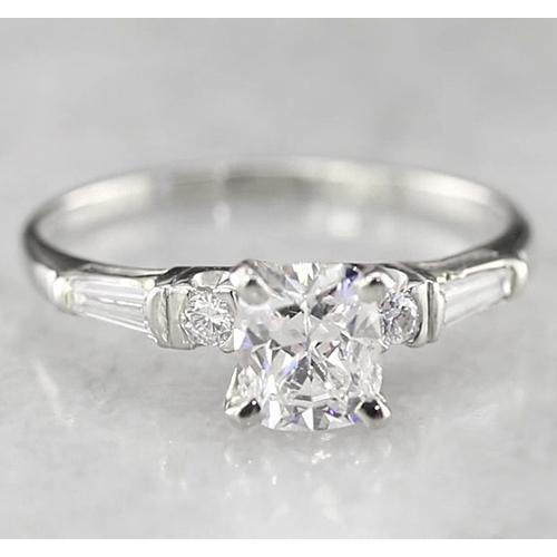 Anello Di Fidanzamento Con Vero Diamante Cuscino 1.70 Carati Oro Bianco 14K