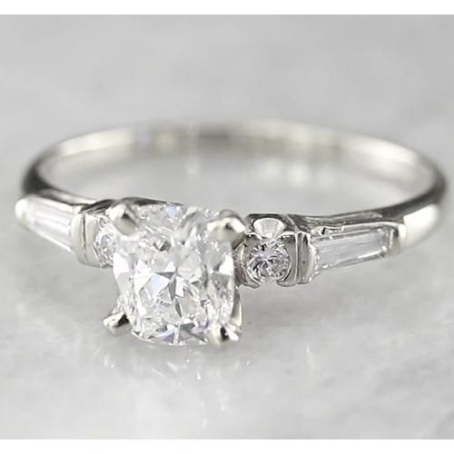 Anello Di Fidanzamento Con Vero Diamante Cuscino 1.70 Carati Oro Bianco 14K