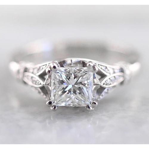 Anello Di Fidanzamento Con Vero Diamante Principessa 1.75 Carati Gioielli In Oro Bianco