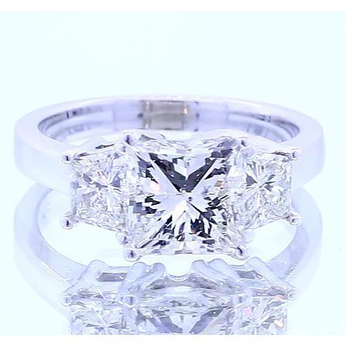 Anello Di Fidanzamento Con Vero Diamante Principessa Con Tre Pietre Da 3.50 Carati Nuovo