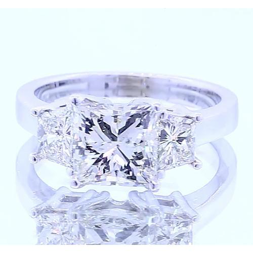 Anello Di Fidanzamento Con Vero Diamante Principessa Con Tre Pietre Da 3.50 Carati Nuovo