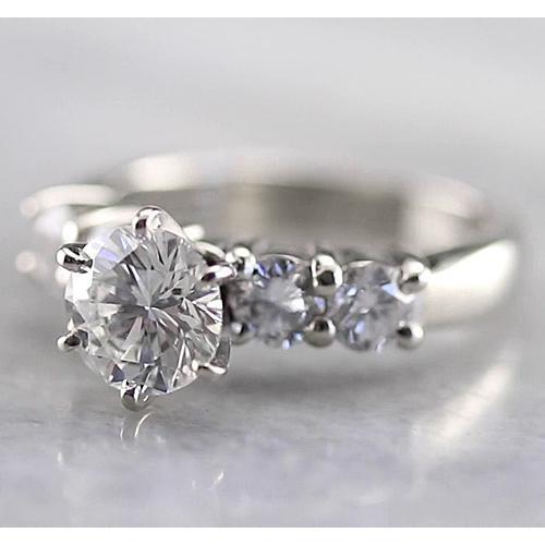 Anello Di Fidanzamento Con Vero Diamante Rotondo 2 Carati A Sei Punte In Oro Bianco 14K