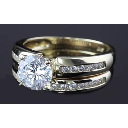 Anello Di Fidanzamento Con Vero Diamante Rotondo 3 Carati Gioielli Nuovo Oro Giallo 14K