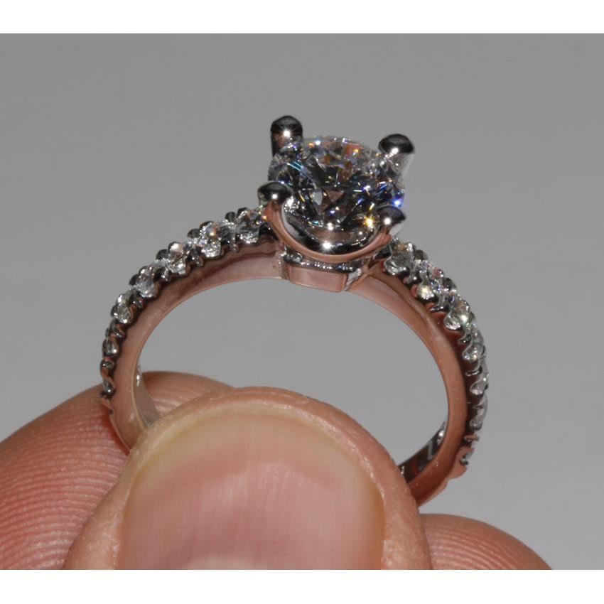 Anello Di Fidanzamento Con Vero Diamante Solitario Da 1.51 Carati In Oro Bianco 14K