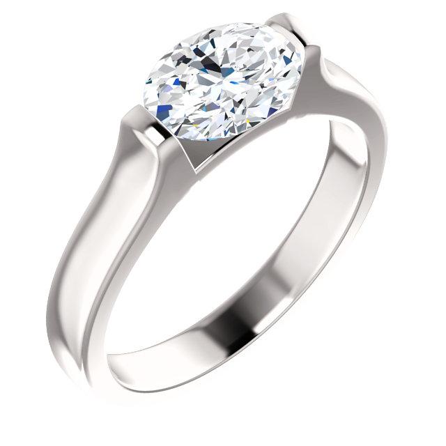 Anello Di Fidanzamento Con Vero Diamante Solitario Ovale 4 Carati In Oro Bianco