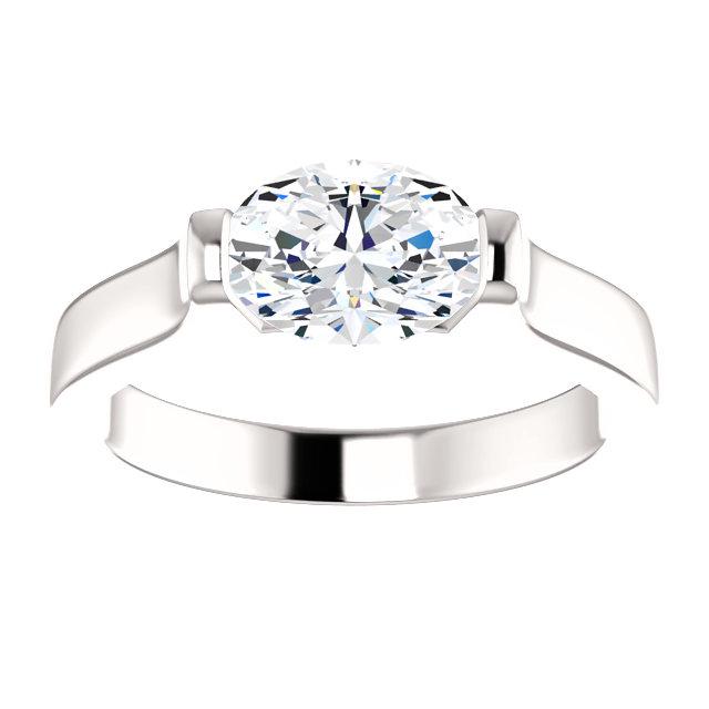 Anello Di Fidanzamento Con Vero Diamante Solitario Ovale 4 Carati In Oro Bianco