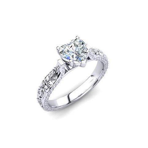 Anello Di Fidanzamento Con Vero Diamante Solitario Scintillante Taglio Cuore Da 2.25 Ct