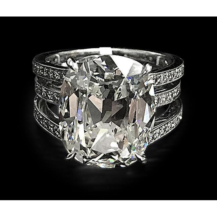 Anello Di Fidanzamento Con Vero Diamante Taglio Cuscino Grande 7.5 Carati Oro Bianco 14K