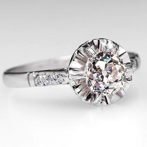 Anello Di Fidanzamento Con Vero Diamante Taglio Vecchio Minatore 2.75 Carati Oro Bianco 14K