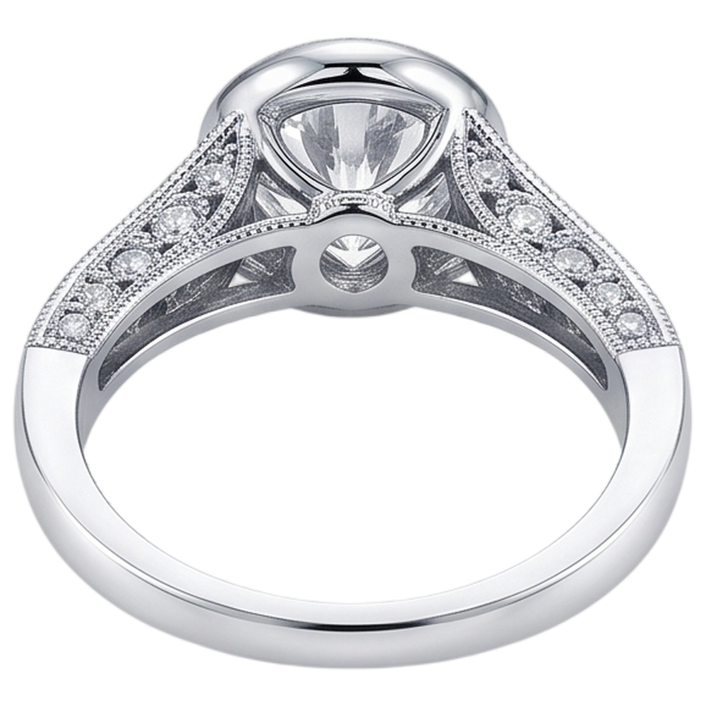 Anello Di Fidanzamento Con Vero Diamanti Naturali Autentici ( non creati in laboratorio ) In Stile Antico, 2,90 Carati, Con Castone In Oro Bianco