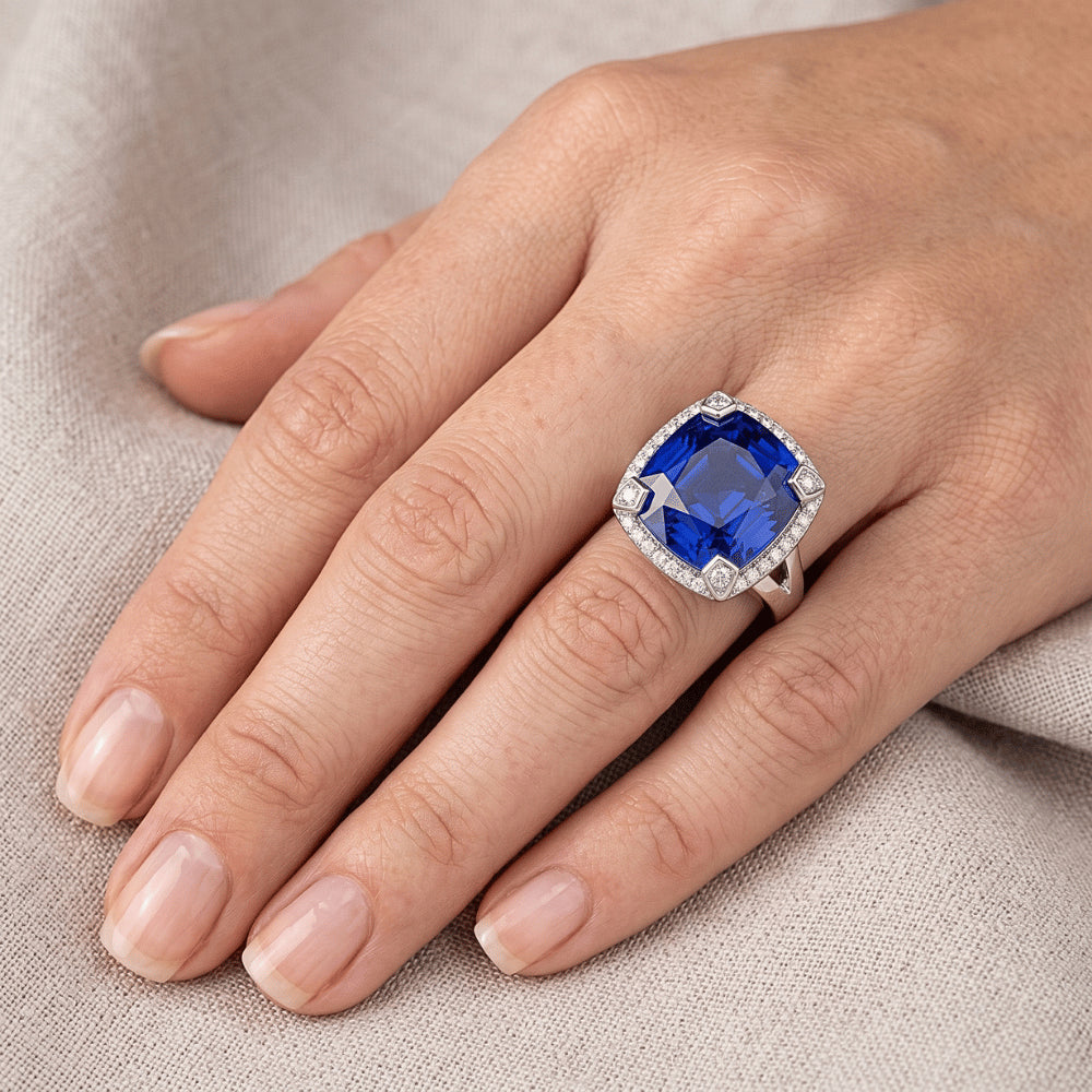 Anello Di Fidanzamento Con Zaffiro Da 7 Carati