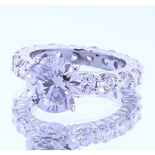 Anello Di Fidanzamento Da 3 Carati Con Naturale Diamante Tondo A 4 Punte