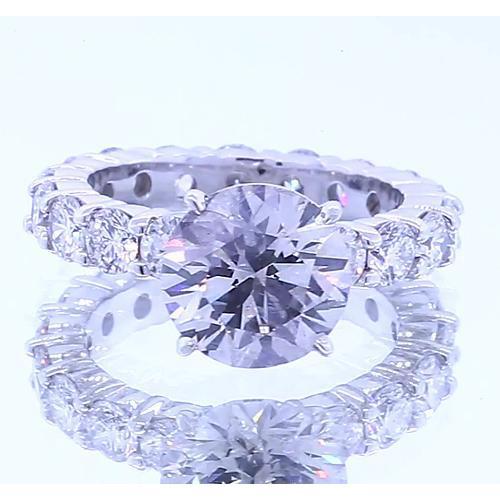 Anello Di Fidanzamento Da 3 Carati Con Naturale Diamante Tondo A 4 Punte