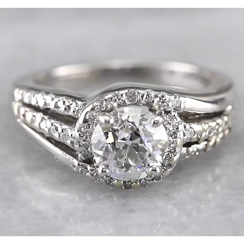 Anello Di Fidanzamento Halo Round Genuino Diamond Ring 2 Carati Oro Bianco 14K