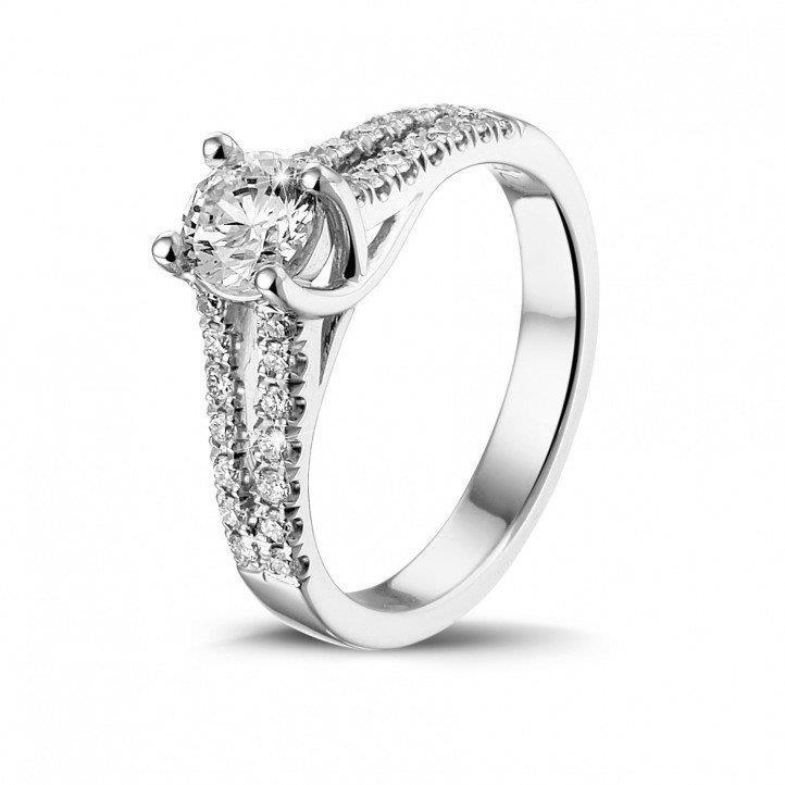 Anello Di Fidanzamento In Oro Bianco 14K Con Genuino Diamanti Taglio Brillante Rotondo Da 2.90 Ct