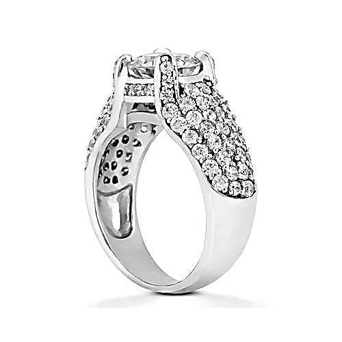 Anello Di Fidanzamento In Oro Bianco 14K Con Vero Diamante Da 4 Carati