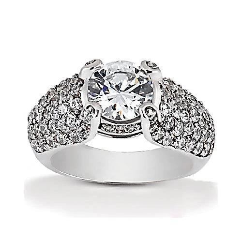 Anello Di Fidanzamento In Oro Bianco 14K Con Vero Diamante Da 4 Carati