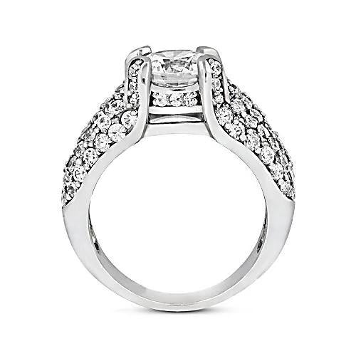 Anello Di Fidanzamento In Oro Bianco 14K Con Vero Diamante Da 4 Carati