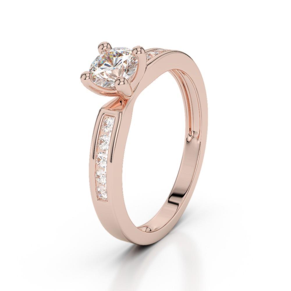 Anello Di Fidanzamento In Oro Rosa Con Solitario Da 2.1 Ct Con Naturale Diamanti In Rilievo
