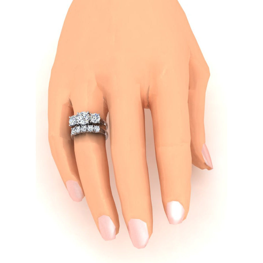 Anello Di Fidanzamento Matrimonio Set Oro Punte Di Vero Diamanti Rotondi