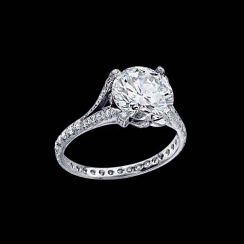 Anello Di Fidanzamento Reale Con Naturale Diamante Da 3.10 Carati Con Accenti In Oro Bianco