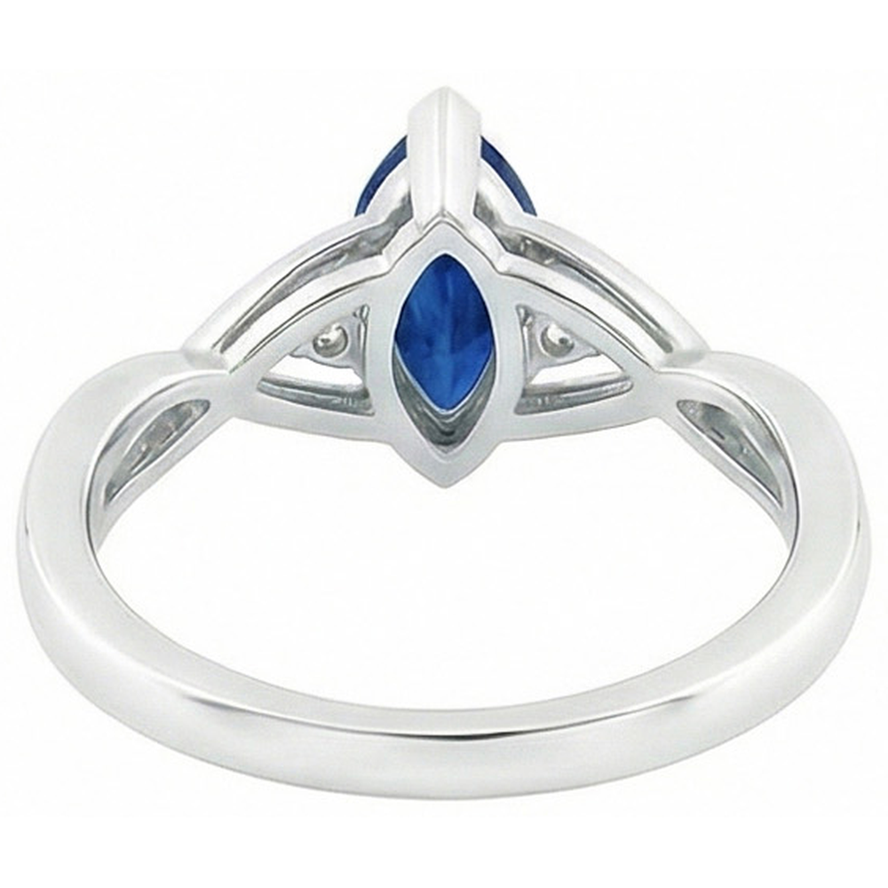 Anello Di Fidanzamento Taglio Marquise Con Zaffiro