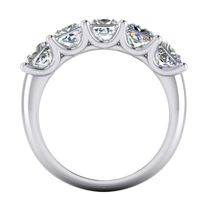 Anello Di Genuino Diamanti PrincipessaFascia Mezza Eternità In Oro 5 Pietre U Prong 3 Carats